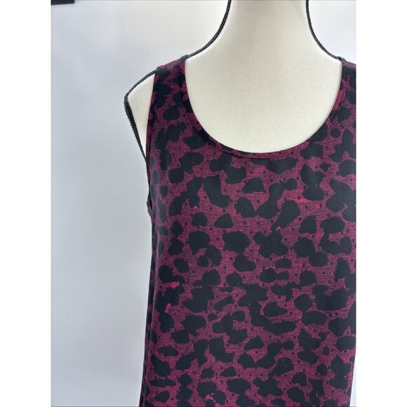 Express Womens Size S Sleeveless Tank Top Purple Black Animal Print Blouse - Picture 2 of 6